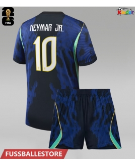 Günstige Brasilien Neymar Jr #10 Auswärts Trikotsatzt Kinder WM 2026 Kurzarm (+ Kurze Hosen)